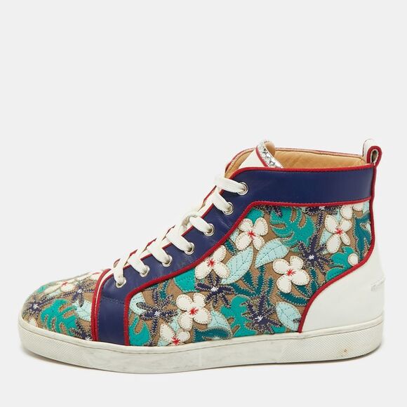 Christian Louboutin Multicolor Embroidered Suede And Leather Louis Patch High